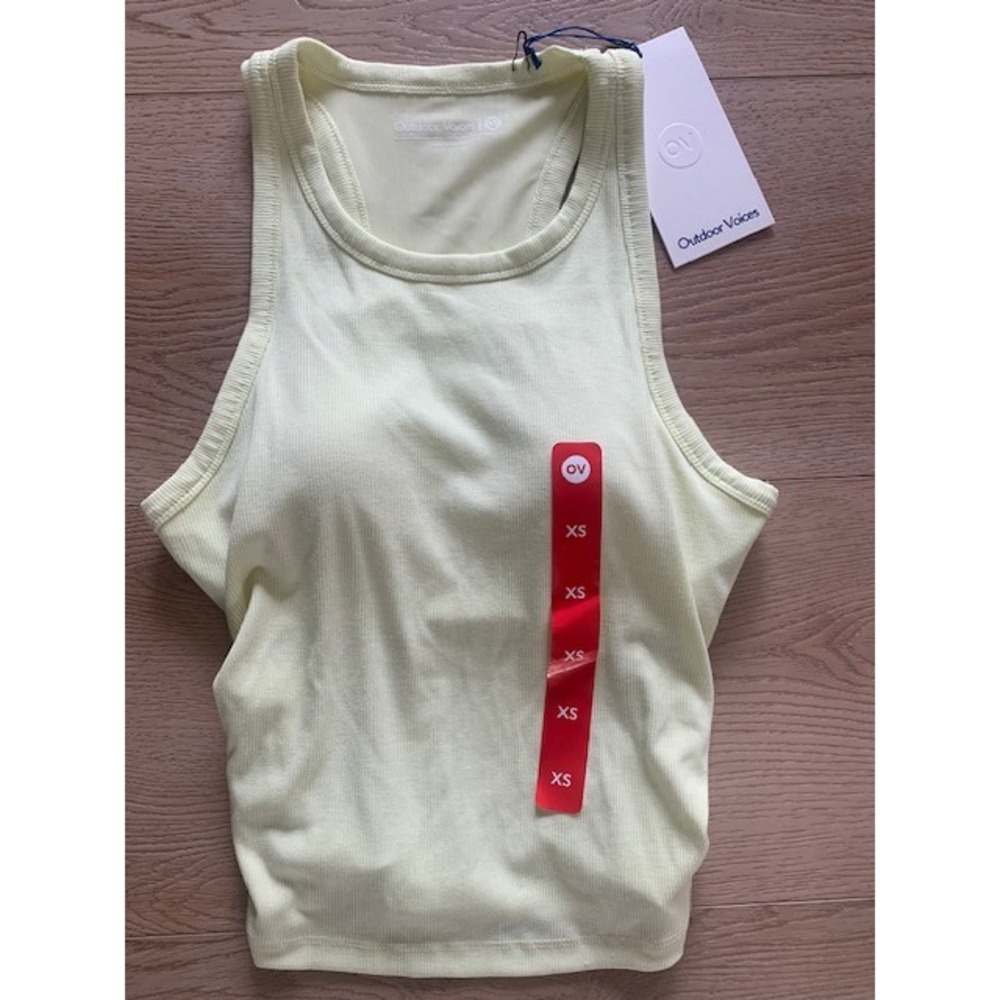 Outdoor Voices Rib Knit Tank Young Wheat Yellow XS Crop Top OV113W NWT